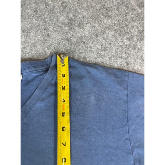 Vintage Y2K Nike T-Shirt Mens M Blue V-Neck Center Swoosh Retro Sportswear USA - Picture 7 of 7